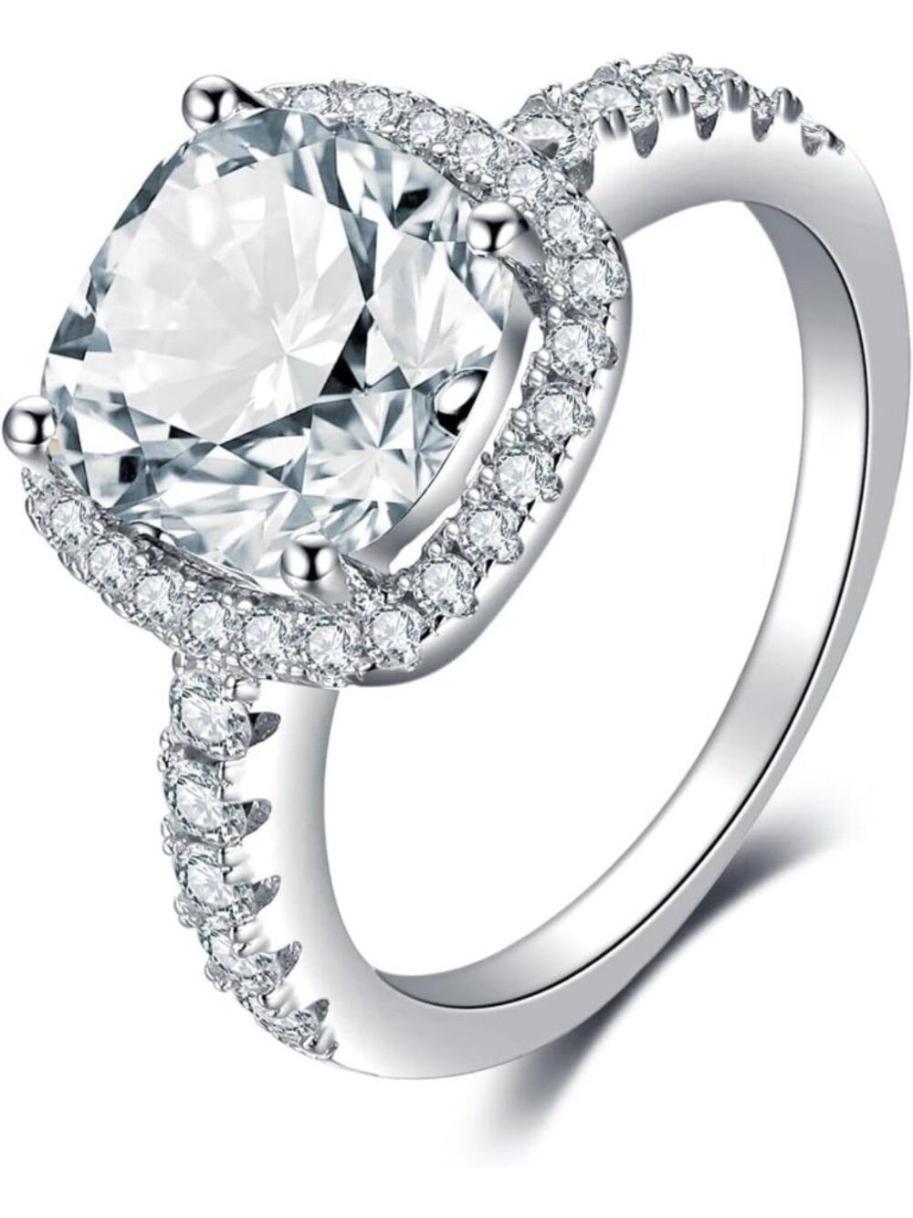 Stunning 3ct Cubic Zirconia Halo Engagement Ring for Women - Elegant & Sparkling